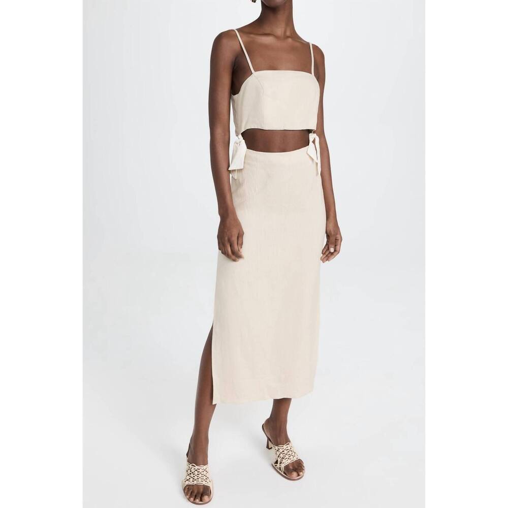 NEW HEVRON sanor dress in sand/ivory